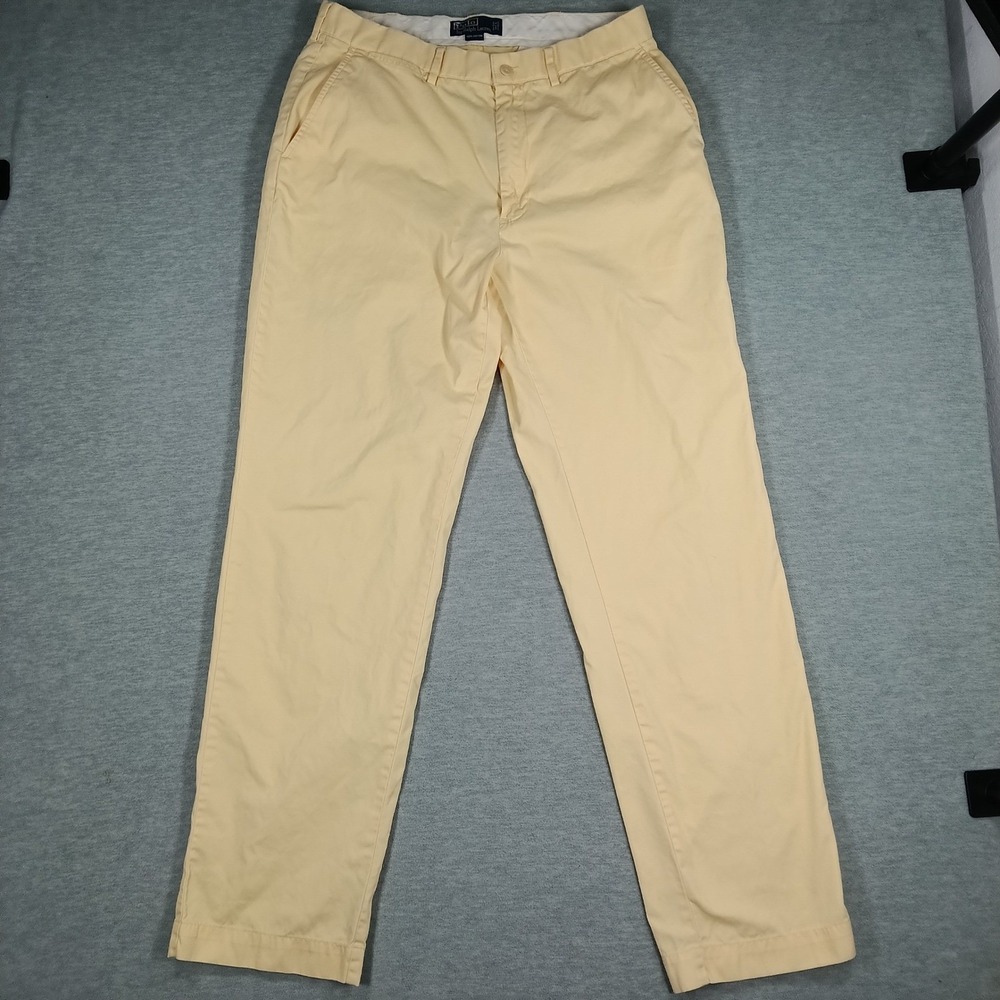Polo Ralph Lauren Mens Chino Pants 34x34 Yellow Cotton Straight Leg Trousers